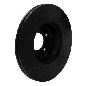 BMW 135IS Brake Rotor (1) - Front Right - R1 Concepts - Drilled & Slotted - Black - `06-`13